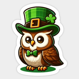 Lucky Owl - St Patrick's Day Owl With Hat - Cute Owl Saint Patrick's Day Sticker